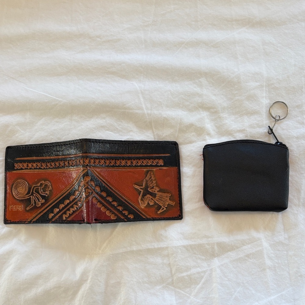Peruvian Leather Wallet and Coin Pouch Set - craftsman and locally sourced - Picture 2 of 3
